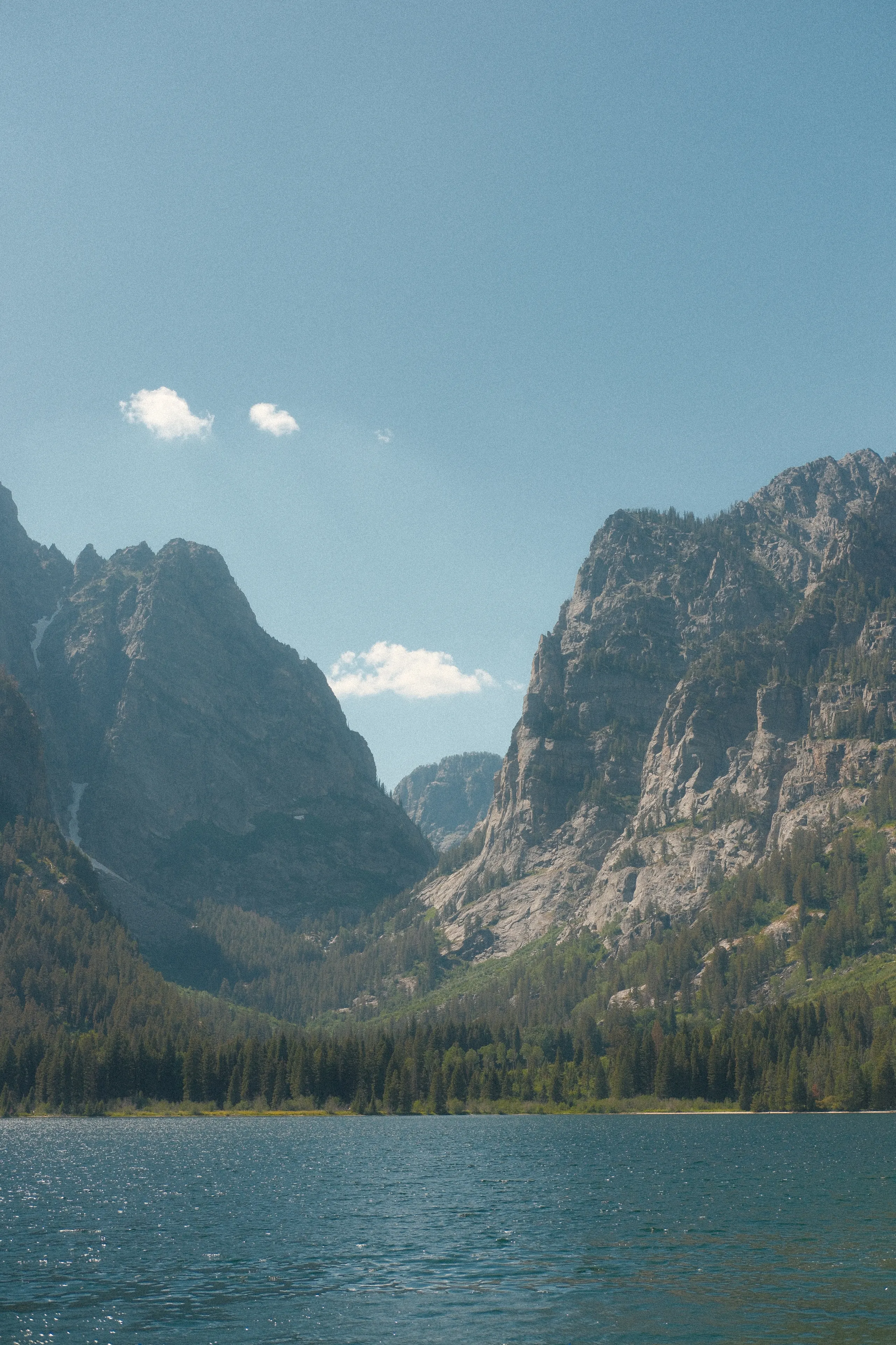 Granite peaks rising above a lake in Grand Teton National Park
